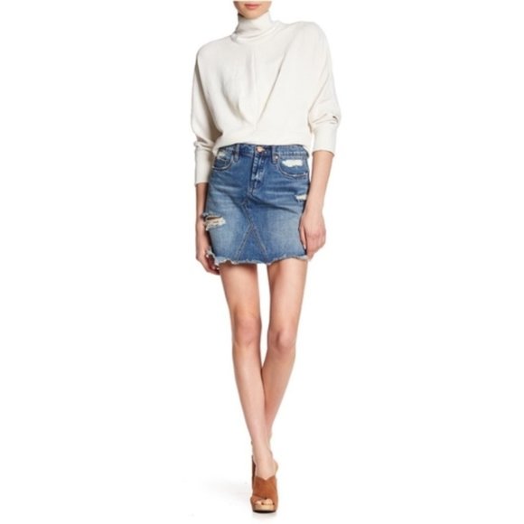 Blank NYC Dresses & Skirts - BLANKNYC Denim Frayed Hem Denim Skirt 26 I…
